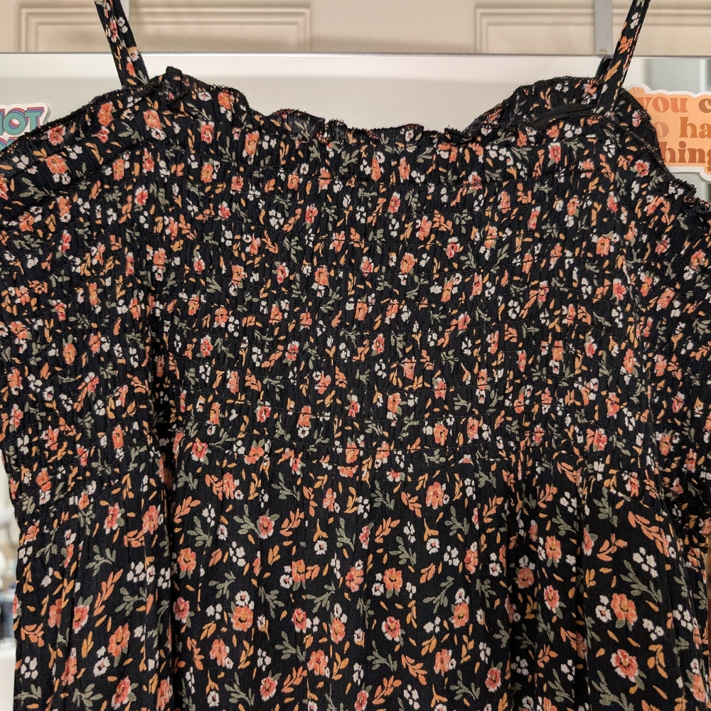 Dip Beautiful Black and Pink Floral Maxi Dress Size Medium - Picture 4 of 11